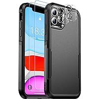 SPIDERCASE Shockproof for iPhone 11 Case,[10 FT Military Grade Drop Protection],with 2 pcs[Tempered Glass Screen Protector+Camera Lens Protector] Heavy Duty Full-Body Protective Phone Case, Black