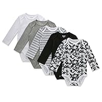 Hanes Unisex-Baby Hanes Baby Long Sleeve Bodysuit, Ultimate Flexy Bodysuits Boys & Girls, 5-Pack
