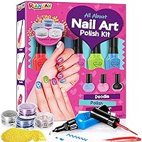Geek Cheers Kids Nail Polish Set for Girls, Nail Art Kit with Nail Dryer/  Glitter Pen/ 2 in 1 Nail Pen/ Eyeshadow/ False Nails - for 5-12 Year Old