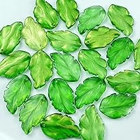 30 Pieces Leaf Shape Crystal Glass Spacer Beads Colorful Cute Leaf Beads for DIY Crafts Jewelry Making Bracelets Necklaces Earrings Key Chains Wind Chimes Suncatchers(Grass Green)