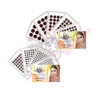 447 Multicolored Bollywood Forehead Stickers Adhesive Body Jewelry 9 Cards of Different Sized Tattoo Velvet Bindi Round Dot (Maroon (Deep Red))