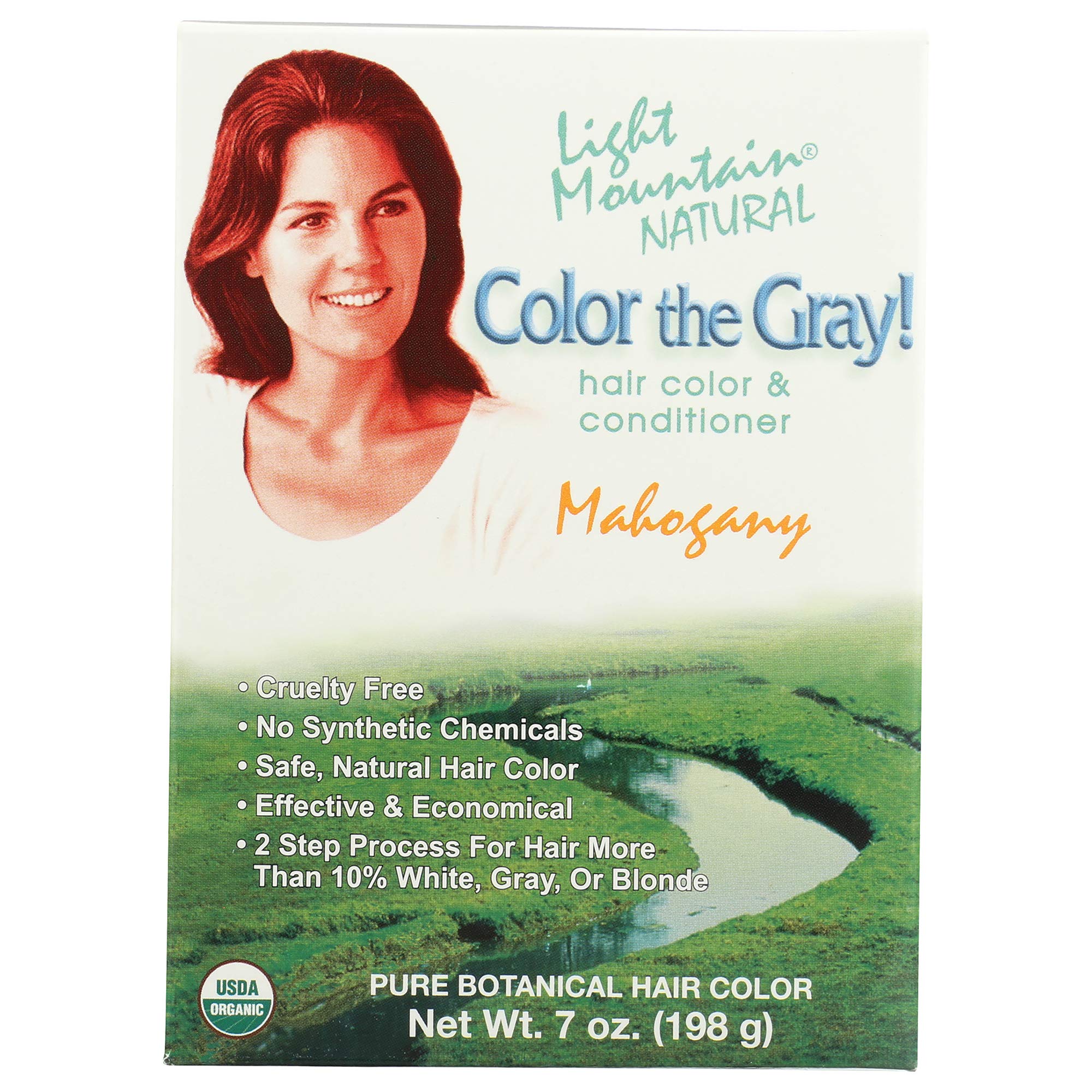 Light Mountain Natural Color The Gray! Hair Color & Conditioner, Mahogany, 7 oz (197 g) (Pack of 2)