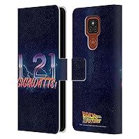Head Case Designs Officially Licensed Back to The Future 1.21 Gigawatts I Quotes Leather Book Wallet Case Cover Compatible with Motorola Moto E7 Plus
