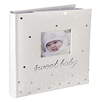 Malden International Designs Sweet Baby White Photo Opening Cover Photo Album, 160-4x6, White