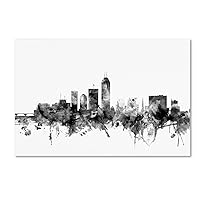 Indianapolis IN Skyline B&W by Michael Tompsett, 16x24-Inch Canvas Wall Art
