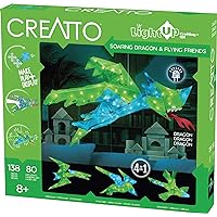 Thames & Kosmos Creatto Soaring Dragon & Flying Friends Light-Up 3D Puzzle Kit | Includes Creatto Puzzle Pieces to Make Your Own Illuminated Craft Creations | DIY Activity Kit & LED Lights