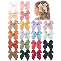 Niceye Pack of 20 Girls Solid color Hair Bows Cotton Linen Alligator Hair Clips or Little Girls Toddlers Kids Neutral Handmade Hair Accessories-4.5 Inch