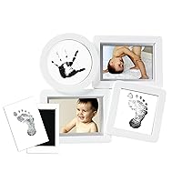 Pearhead Baby Collage Keepsake Babyprint Frame, Gender-Neutral Baby Nursery Decor for New and Expecting Moms, Includes Clean-Touch Ink Pad, White