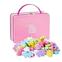 Plus-Plus 9603275 Ingenious Construction Toy, Big Box Pastel, Building Blocks Set in Practical Metal Box with Handle, 70 Pieces, Colourful