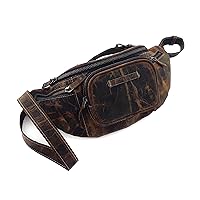 Natural Leather Waist Bag Leather Chest belt Unisex Bum Bag (Tan)
