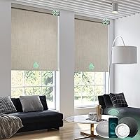 Yoolax Motorized Blinds Blackout Fabric Work with Alexa, Automatic Remote Control Roller Shades Customize Size (Beige)