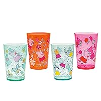 Zak Designs Peppa Pig Nesting Tumbler Set for At Home, 14.5oz Non-BPA Plastic Cups, 4-Pack (Peppa Pig and Friends)