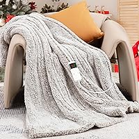 Sherpa Electric Throw Blanket, 50x60 Inches, 10 Heating Levels, 5 Auto Off Options, Fast 5 Min Heating, Lap Warming Blanket for Office and Home, Grey