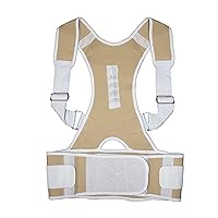 Shoulder Back Posture Support Brace - Non Restricting Fully Adjustable, Comfortable & Easy to Wear For Men and Women (Beige, M)