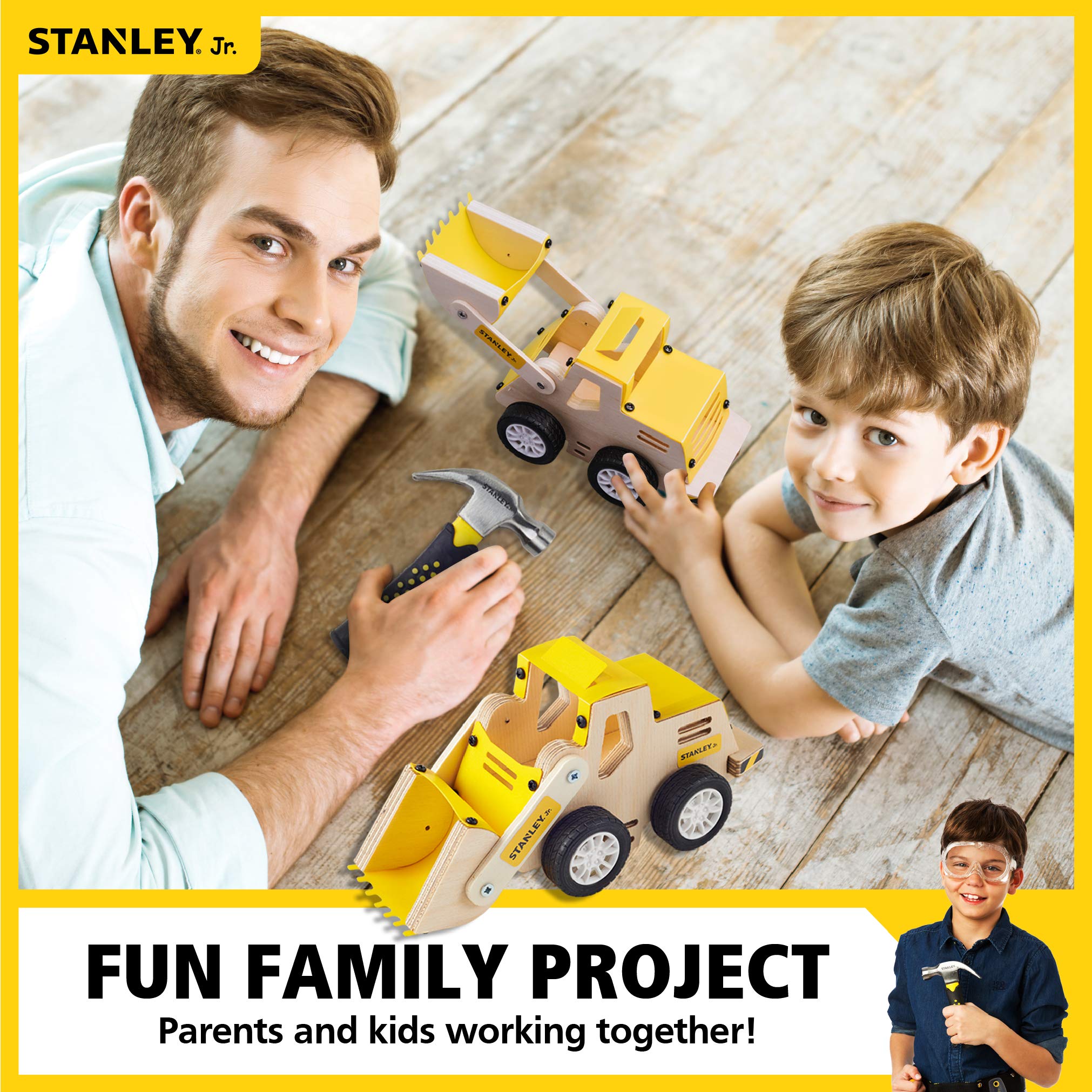 Stanley Jr. Construction Toy Truck Front Loader Wood Craft Kit - DIY Assemble Toy for Kids