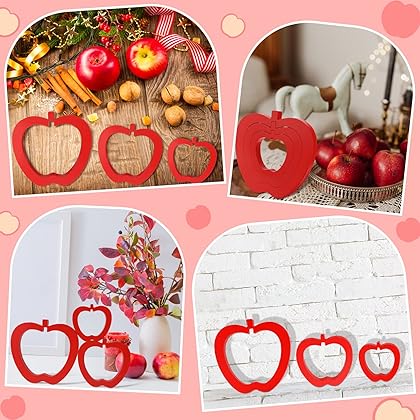 3 Pieces Apple Table Sign Farmhouse Back to School Decorations Fall Apple Tiered Tray Decor Apple Table Centerpieces Rustic Holidays Apple Decoration for Home Party Kitchen Shelf Decor