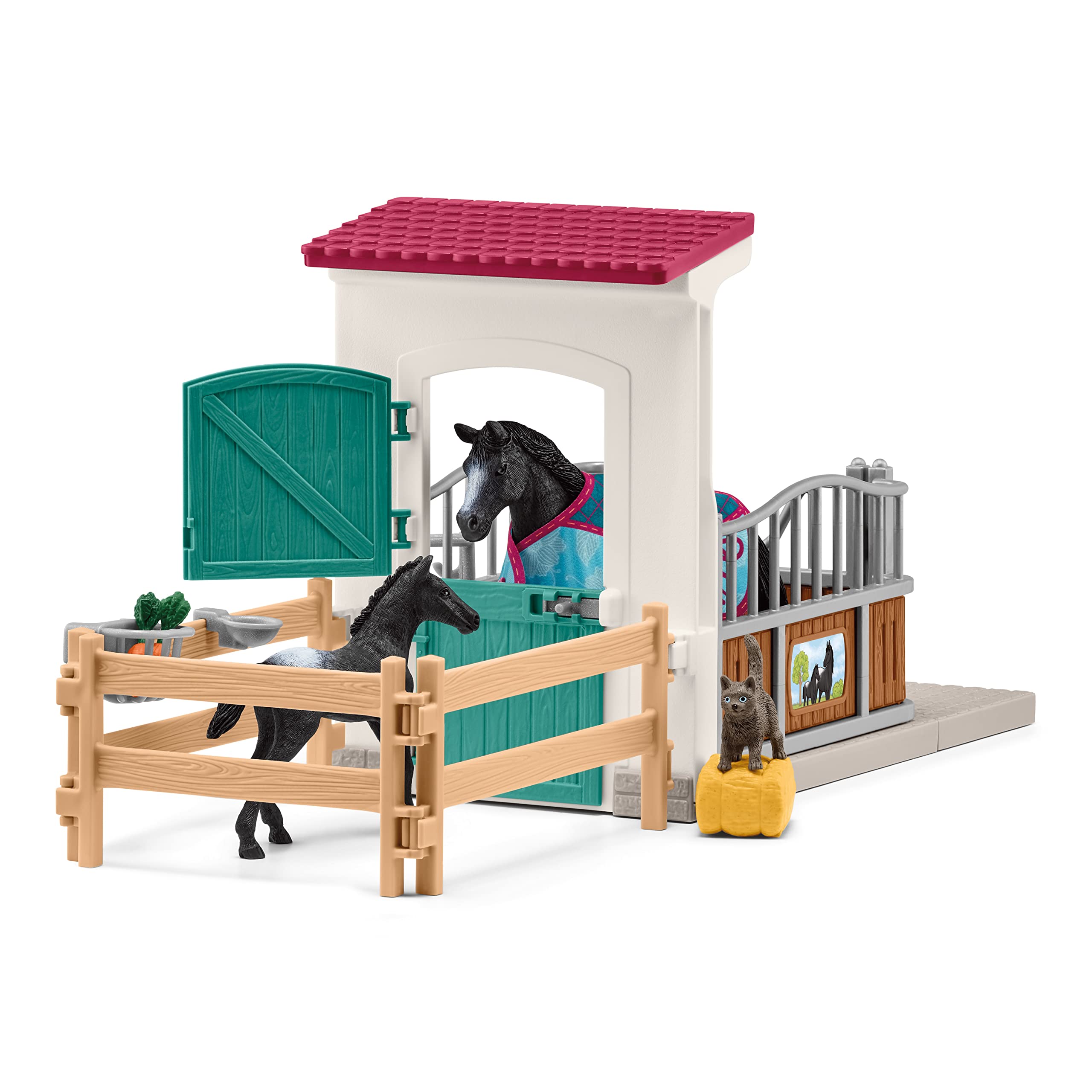 Schleich Horse Club, Horse Sets for Girls and Boys, Horse Stall with Mare and Foal with Horse Figurines and Accessories, Ages 5+