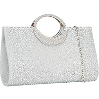 Dexmay Rhinestone Clutch Handbag with Crystal Handle for Wedding Party Elegant Clutch Purse for Women