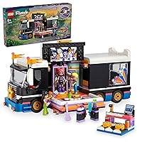 LEGO Friends Pop Star Tourbus Vehicle Building Kit, Social-Emotional Toys with Bus and 4 Dolls, Gift for Kids, Girls and Boys 8 Years and Up 42619