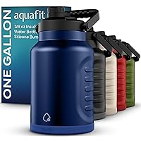 AQUAFIT One Gallon Water Bottle Insulated - Gallon Water Jug 128 oz - Large Water Bottle Insulated Growler - 1 Gallon Water Jug, Stainless Steel Big Water Bottle (Nightfall Blue)