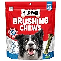 Milk-Bone Fresh Breath Brushing Chews, 25 Small/Medium Daily Dental Dog Treats Scrubbing Action Helps Clean Teeth
