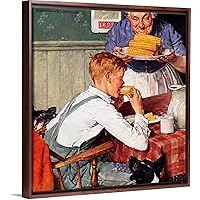LINKAR Paint by Numbers,DIY Acrylic Painting by Numbers for Adults Beginner &,Drawing Paintwork with Paintbrushes,Acrylic Pigment,— Country Boy Eating Corn,by Norman Rockwell