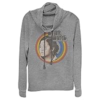 STAR WARS Fifth Sun Womens The Rise of Skywalker Vintage Rose Rainbow Women's Cowl Neck Long Sleeve Knit Top Shirt, Gray Heather, XX-Large US