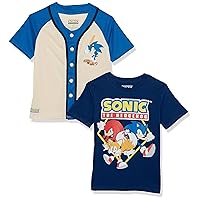 Sega Boys' Sonic The Hedgehog 2 Pack Baseball Jersey & T-Shirt Bundle
