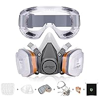 AirGearPro G-500 Reusable Respirator Mask with Filters Set |Gas Mask | Paint Mask for Woodworking, Construction, Sanding, Chemicals, Spraying, DIY, Anti-Dust Mask with Safety Glass