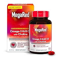 Krill Oil 750mg Omega 3 Supplement with Choline, 1 Dr Recommended Krill Oil Brand with EPA, DHA & Phospholipids, Supports Heart, Brain, & Liver Health, Antarctic Krill Oil - 80 Softgels (1)