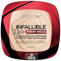 L'Oreal Paris Makeup Infallible Fresh Wear Foundation in a Powder, Up to 24H Wear, Waterproof, Porcelain, 0.31 oz.