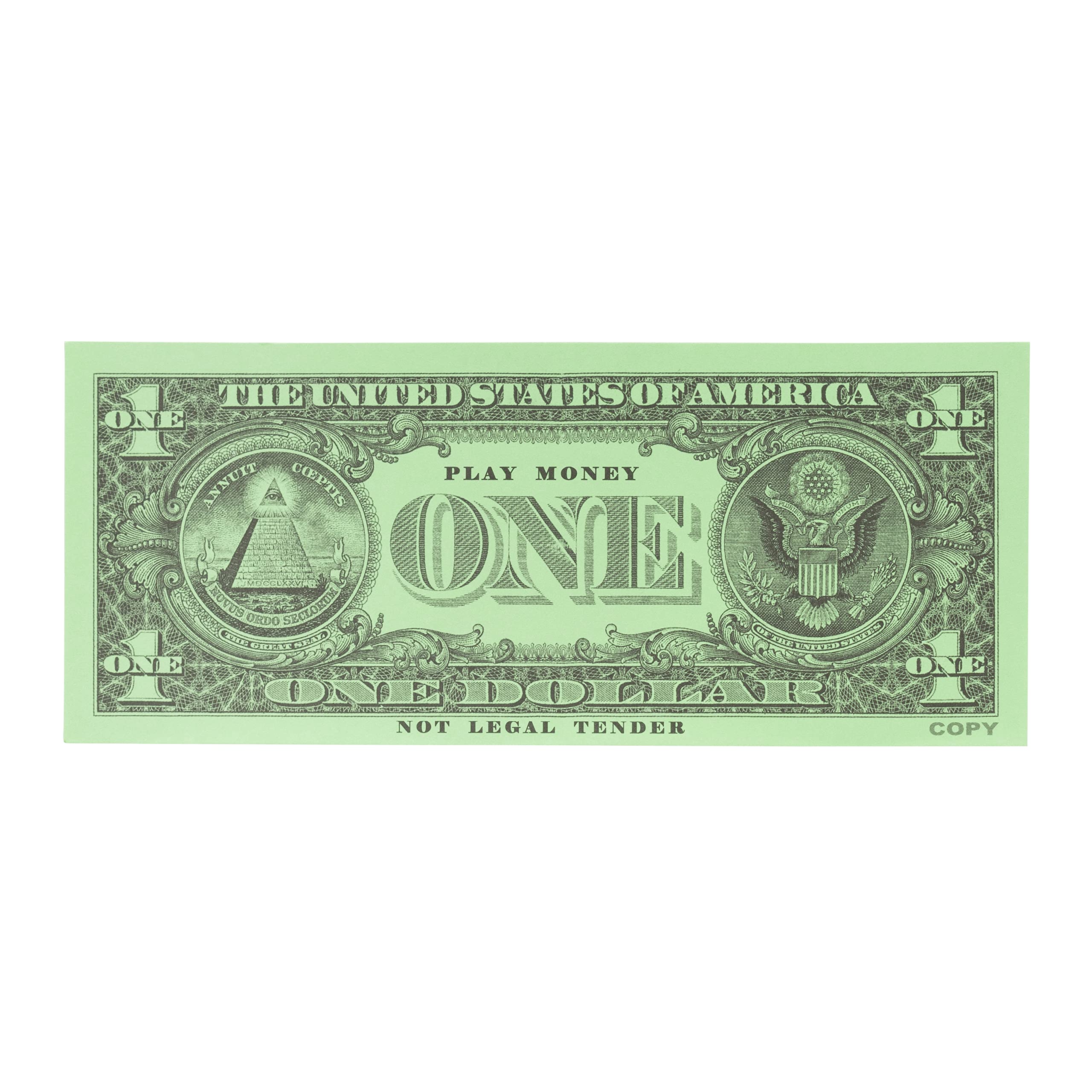 LEARNING ADVANTAGE One Dollar Play Bills - 100 $1 Paper Bills - Realistic Dollar Design and Size - Teach Currency, Counting and Math with Fake Cash