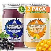 Sea Moss Gel Organic Raw (12oz+12oz), Wildcrafted Superfood Irish Seamoss Gel, Rich in 102 Vitamins & Minerals, Nutritional Supplement for Immune Support, Mango + Elderberry Flavored