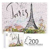Eiffel Tower Paris 200 PCS Wooden Puzzle Colorful DIY Picture Puzzles Home Decoration Creative Gifts