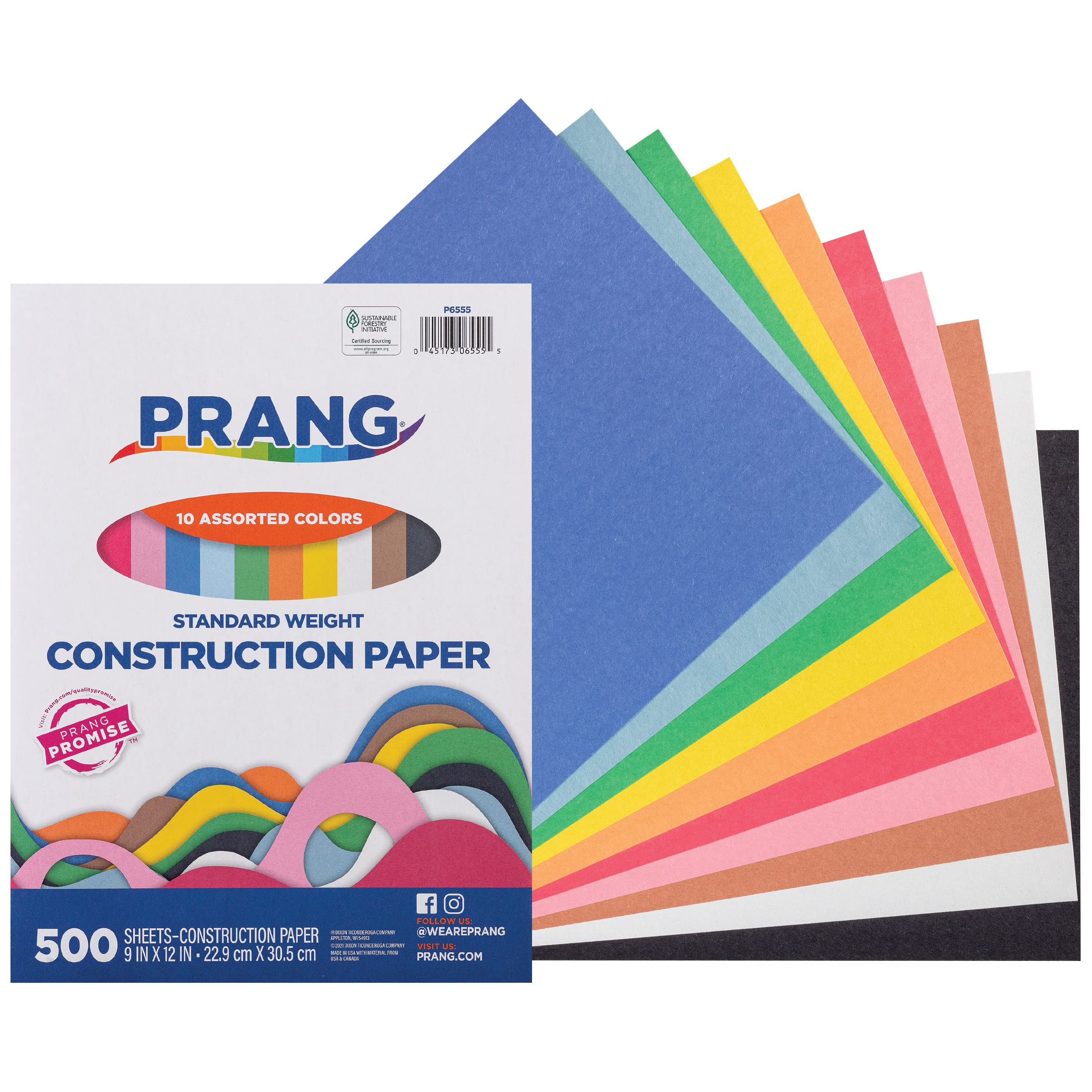 Prang (Formerly Art Street) Construction Paper, 10 Assorted Colors, Standard Weight, 9