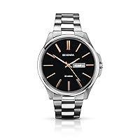 Sekonda Men's Quartz Watch with Black Dial Analogue Display and Silver Stainless Steel Bracelet 1097.27