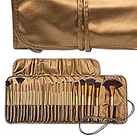 Professional Makeup Brush Set with Travel and Carry Case, Golden (24 Pieces)