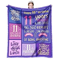 Gifts for 11 Year Old Girls - 11 Year Old Girl Birthday Gifts Throw Blanket 60 x 50 inch - 11 Year Old Girl Gift Ideas - 11th Birthday Decorations for Girls - Birthday Gifts for 11 Year Old Girls