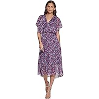 DKNY Women's Flutter Sleeve Fit and Flare Dress