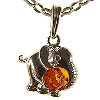 BALTIC AMBER AND STERLING SILVER 925 DESIGNER COGNAC ELEPHANT PENDANT JEWELLERY JEWELRY (NO CHAIN)