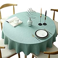 Heavy Weight Round Tablecloth, Decorative Solid Color Table Cover, Cotton Linen Table Cloth for Kitchen Dining Home Tabletop Decoration, Aqua, Round - 70