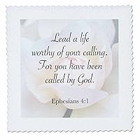 3dRose 10x10 inch Quilt Square, Lead a Life Worth of Your Calling Bible Verse on p