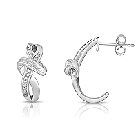 Natalia Drake 1/2 Cttw Diamond Baguette and Round Knot Design Half Hoop Earrings for Women in Rhodium Plated 925 Sterling Silver Color I-J/Clarity I2-I3