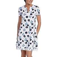 Nautica Women's Large Floral Print Short Sleeve Supima Knit Tunic Sleep Shirt