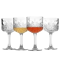 Pasabahce Premium Vintage Coupe Glasses Set of 4 - Extra Large Exclusive Gin, Wine, Cocktail, Champagne Glasses- Crystal Design - 16,5 Oz Long Stem Glassware