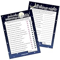 DISTINCTIVS Love You to The Moon and Back Baby Shower 2 Game Bundle - All Things Night and Mommy or Daddy Matching Game - 20 Cards - Twinkle Little Star