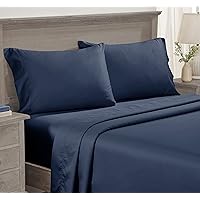 CALIFORNIA DESIGN DEN 5-Star Hotel 600 Thread Count 100% Cotton, Soft & Smooth Queen Sheet for Bed with Deep Pockets, Quality Beats Egyptian Cotton Claims (Royal Navy Blue)