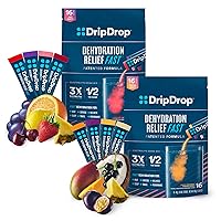 DripDrop Hydration - Electrolyte Powder Packets - Pineapple Coconut, Mango, Acai, Passion Fruit, Grape, Fruit Punch, Strawberry Lemonade, Cherry - 32 Count