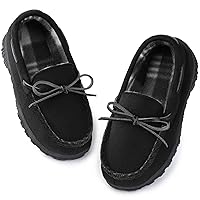 NCCB Boys House Slippers Memory Foam Moccasin Shoes Furry Plush Lining Non Slip Indoor Outdoor Boys Slippers for Big Kids Little Kids
