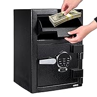 Digital Depository Safe Box, Electronic Steel Safe with Keypad, Locking Drop Box with Slot, Metal Lock Box with Two Emergency Keys for Your Valuables, 13.7'' X 15.7'' X 19.2''